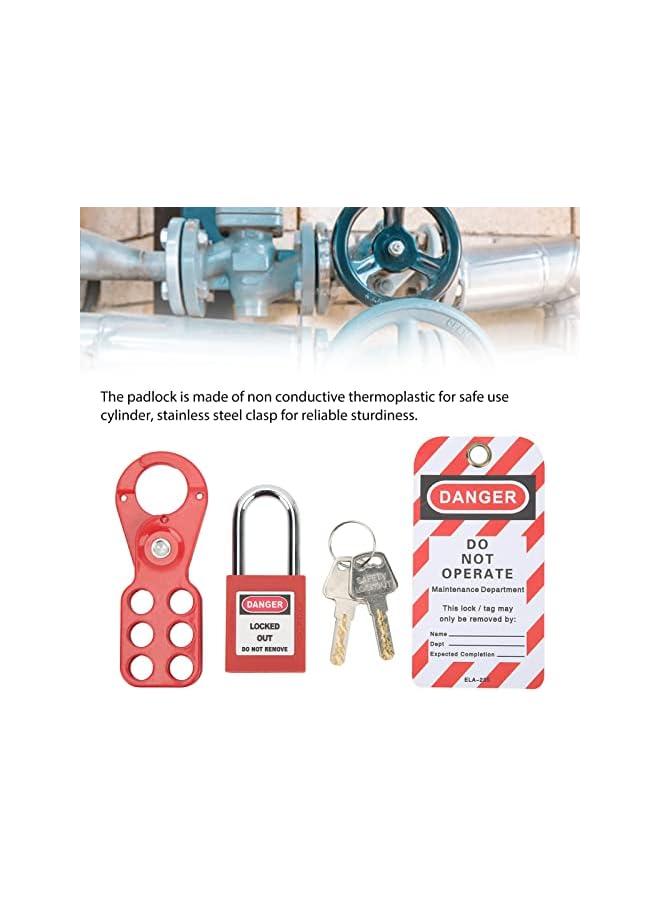 PROMASS PROMASS Lockout Tagout Kit, Premium Material, Robust Construction, High Security Lockout Tagout Kit with Safety Hasp Padlock, Tamper Proof Locking Tag Keys for Industrial Equipment  - Image 2