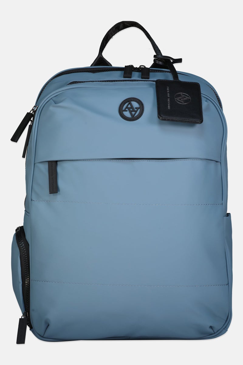 ADRIENNE VITTADINI حقيبة ظهر نسائية بشعار العلامة التجارية، أزرق رمادي - Image 1