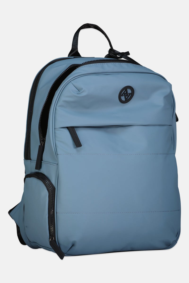 ADRIENNE VITTADINI حقيبة ظهر نسائية بشعار العلامة التجارية، أزرق رمادي - Image 3