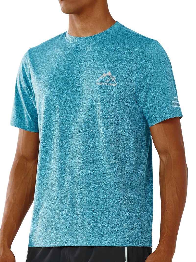 NORTHYARD Men's UPF 50+ Sun Protection Shirts Swim SPF UV Quick Dry Short Sleeve T-Shirts for Athletic Fishing Rash Guard Coral Heather S - Image 1