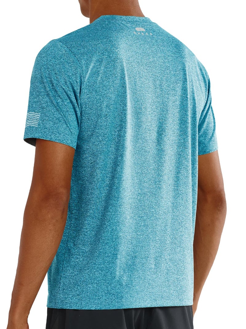 NORTHYARD Men's UPF 50+ Sun Protection Shirts Swim SPF UV Quick Dry Short Sleeve T-Shirts for Athletic Fishing Rash Guard Coral Heather S - Image 2