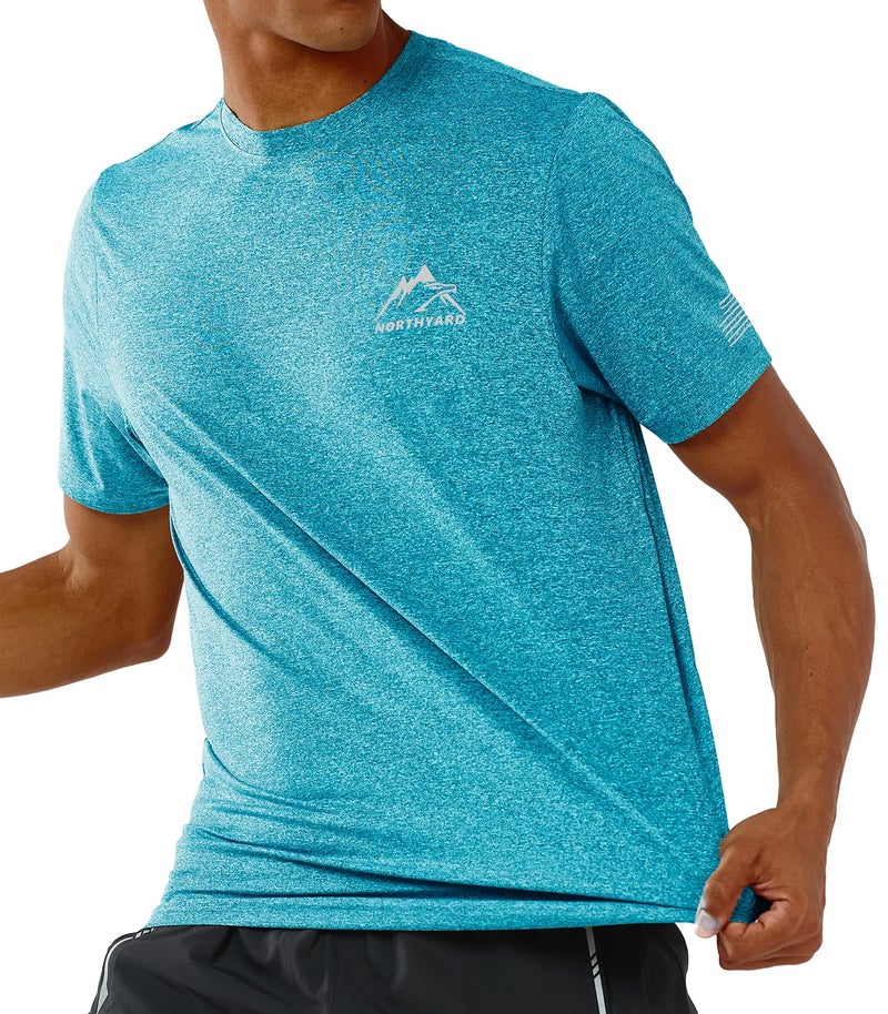 NORTHYARD Men's UPF 50+ Sun Protection Shirts Swim SPF UV Quick Dry Short Sleeve T-Shirts for Athletic Fishing Rash Guard Coral Heather S - Image 4