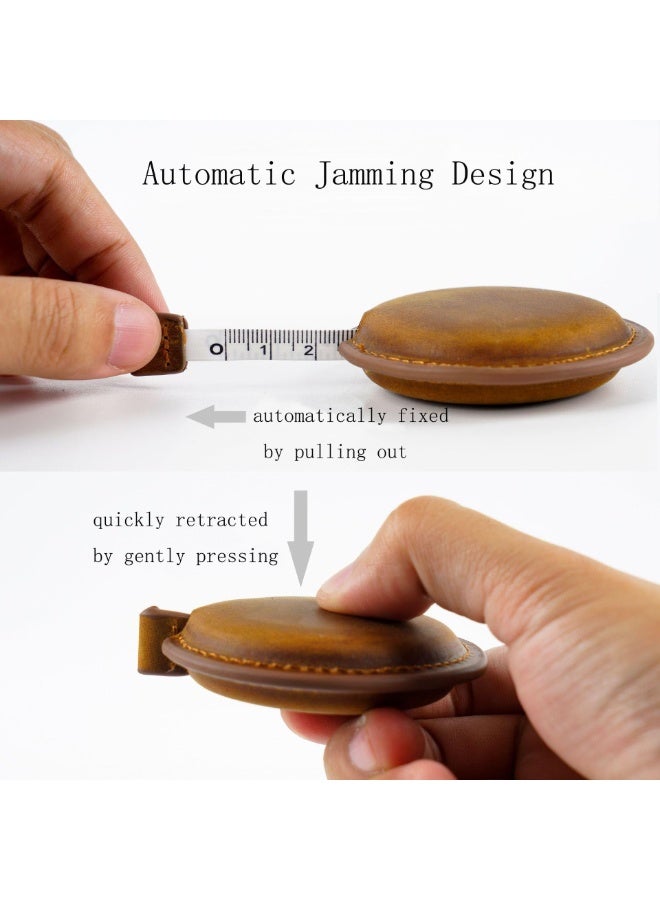 Arabest Retro Leather Retractable Measuring Tape, 1.5M/59 Inch Dual Sided Soft Tape Measure, Portable Small Round Sewing Tape for Tailor, Body Measurement, Cloth Sewing and Medical Measuring Purposes - Image 4