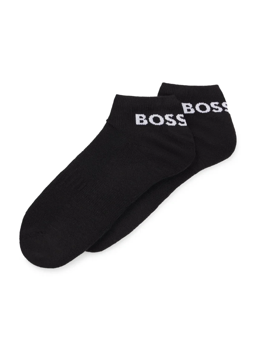 BOSS Two-pack of ankle-length socks in stretch fabric
