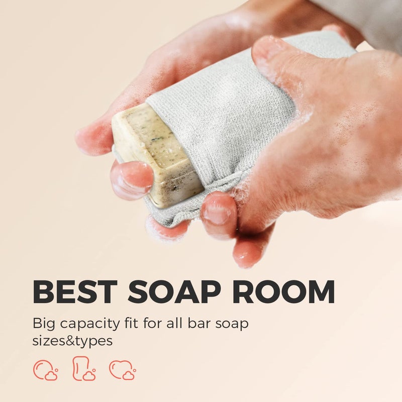 ZOMCHI 2 Pieces Different Roughness Soap Pouch and Soap Saver Pocket for Use in Shower, Body Scrubber Shower Sponge, Premium Exfoliating Soap Bag - Image 5