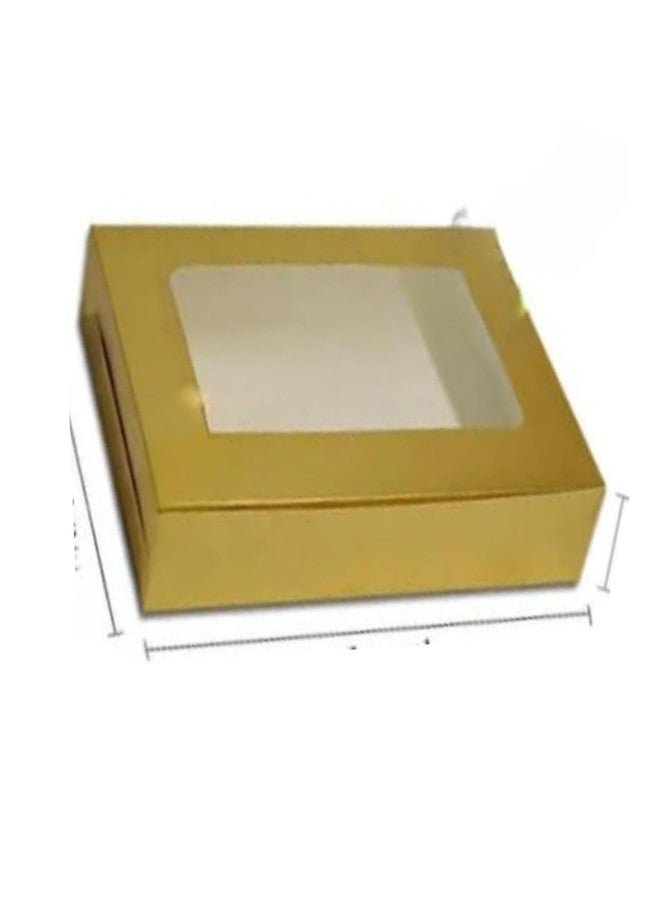 CAKE DECOR Golden Brownie Boxes 6 Cavity with Clear Window, Brownie Carriers (10 Pcs Pack) - Image 1