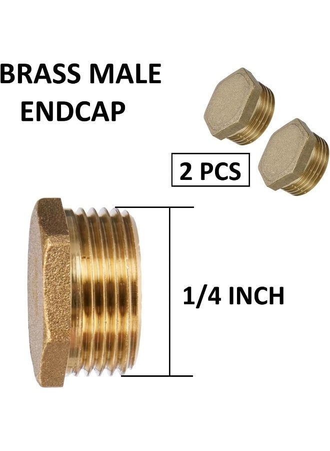 Royal Apex 2Pcs Set Brass Multi Purpose Hose Fittings With Bsp Thread For Plumbing Gas Hot Water Pipe Connector Pneumatic Etc Male Endcap 1/4 Inch - Image 2