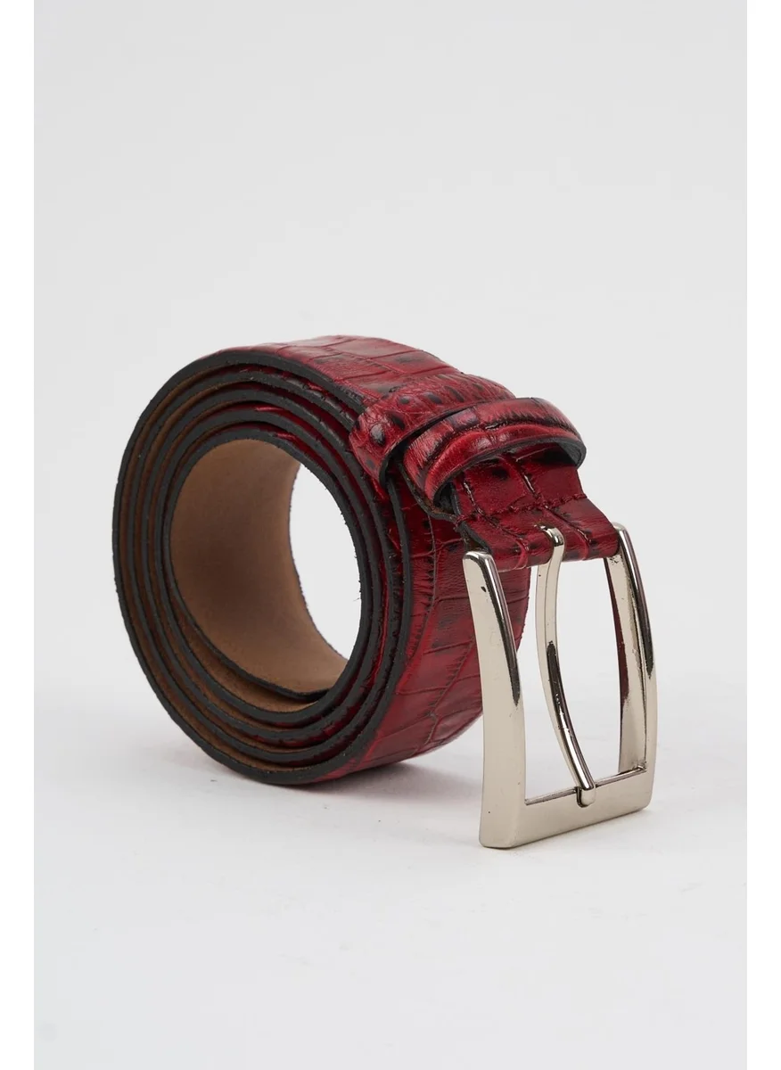 الكسندر جاردي Alexandergardi Men's Texture Detailed Patterned Leather Belt (E24-BELT-21)