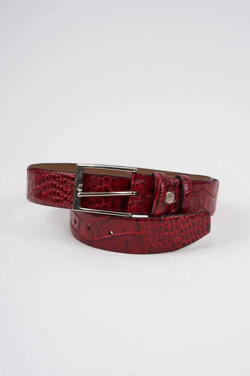 Alexander Gardi Alexandergardi Men's Texture Detailed Patterned Leather Belt (E24-BELT-21)