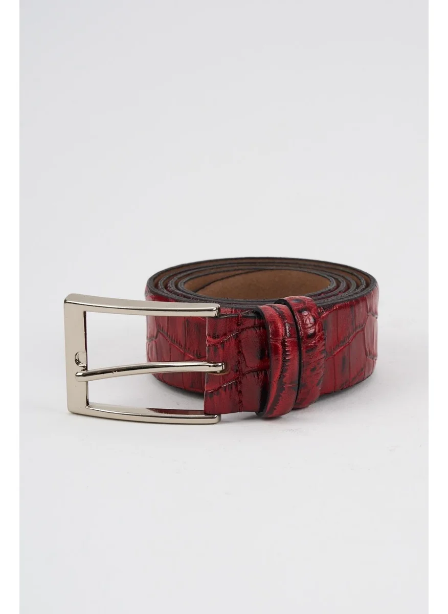 الكسندر جاردي Alexandergardi Men's Texture Detailed Patterned Leather Belt (E24-BELT-21)