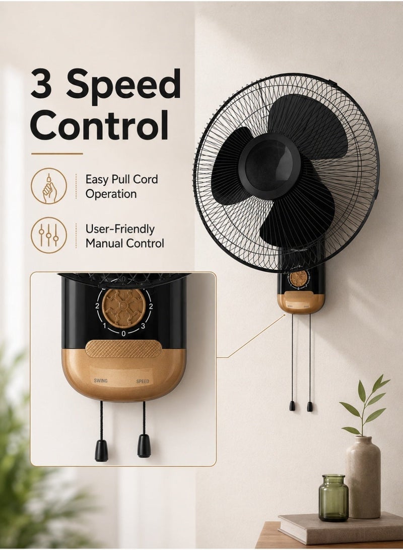 MODI 45W Powerful Wall Fan with 3-Speed Control & Wide-Angle Airflow, Silent Operation, Adjustable Tilt, High-Speed Motor for Home, Office & Bedroom Cooling – Black - Image 4