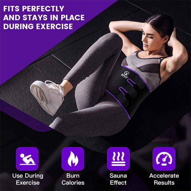 RIYA Waist Trimmer Sweat Waist Trainer for Women and Men Waist Sweat Belt Band Belly Stomach Wrap Purple - Image 2