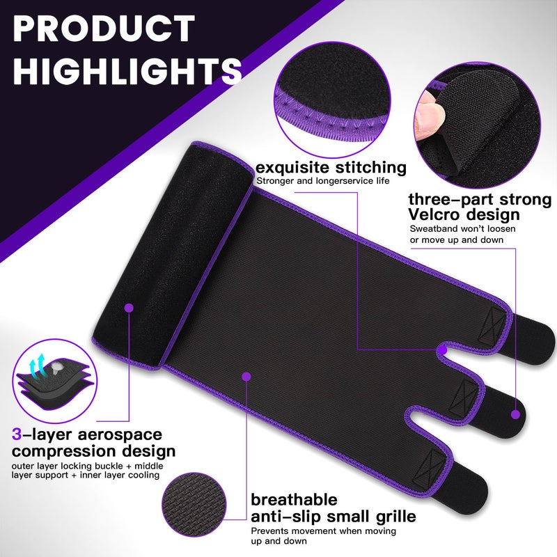 RIYA Waist Trimmer Sweat Waist Trainer for Women and Men Waist Sweat Belt Band Belly Stomach Wrap Purple - Image 5