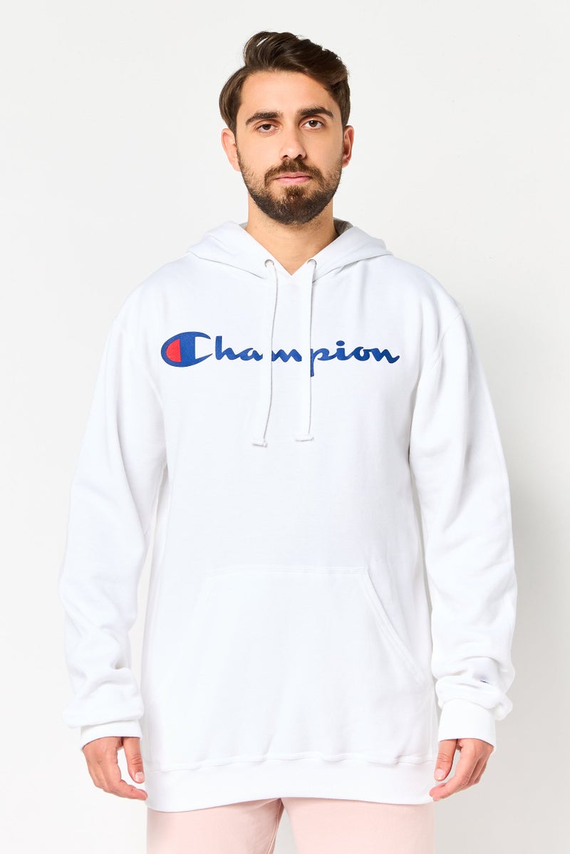 Champion سويت شيرت خارجي طويل الأكمام للرجال بحجم كبير وطويل، أبيض - Image 1