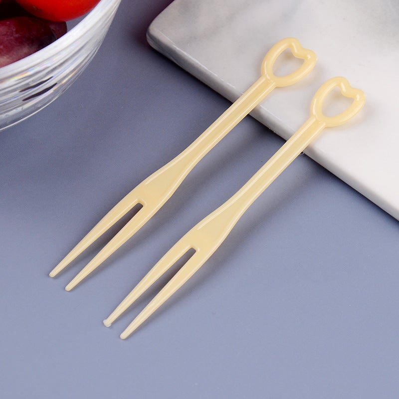 Disposable Fruit Forks Custom Colorful Plastic Simple yellow 500/bag 