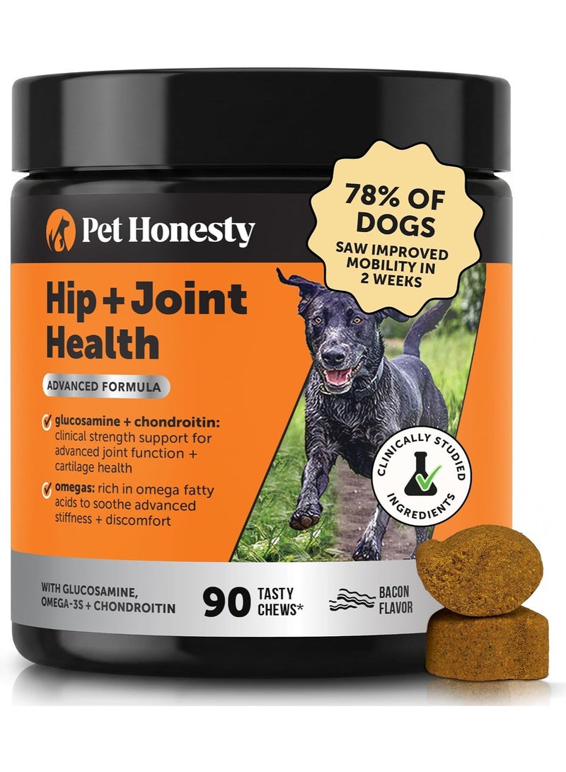 Pet Honesty Hip & Joint Health Max Strength - Natural Joint Supplement for Dogs Chews - Glucosamine, Omega-3s, Chondroitin, Green Lipped Mussel - Help Improve Mobility, May Reduce Discomfort (90 ct) - Image 1