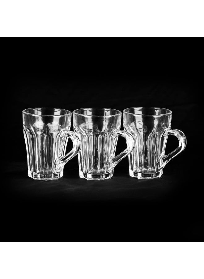 NAMSON 3 Pieces Tea Glasses 160 Ml Na-7765 With Handle Clear Coffee Mug - Image 4