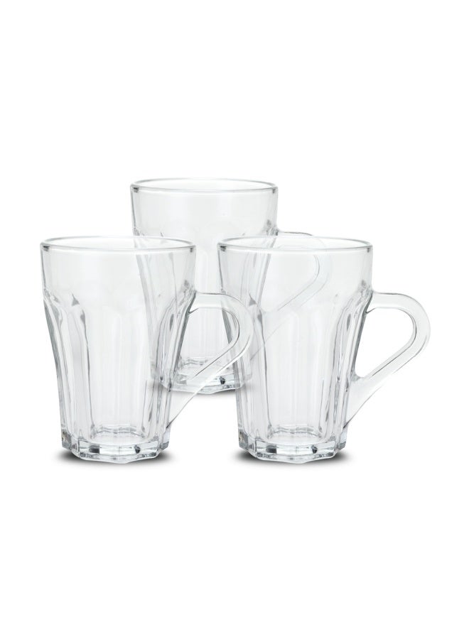 NAMSON 3 Pieces Tea Glasses 160 Ml Na-7765 With Handle Clear Coffee Mug - Image 1