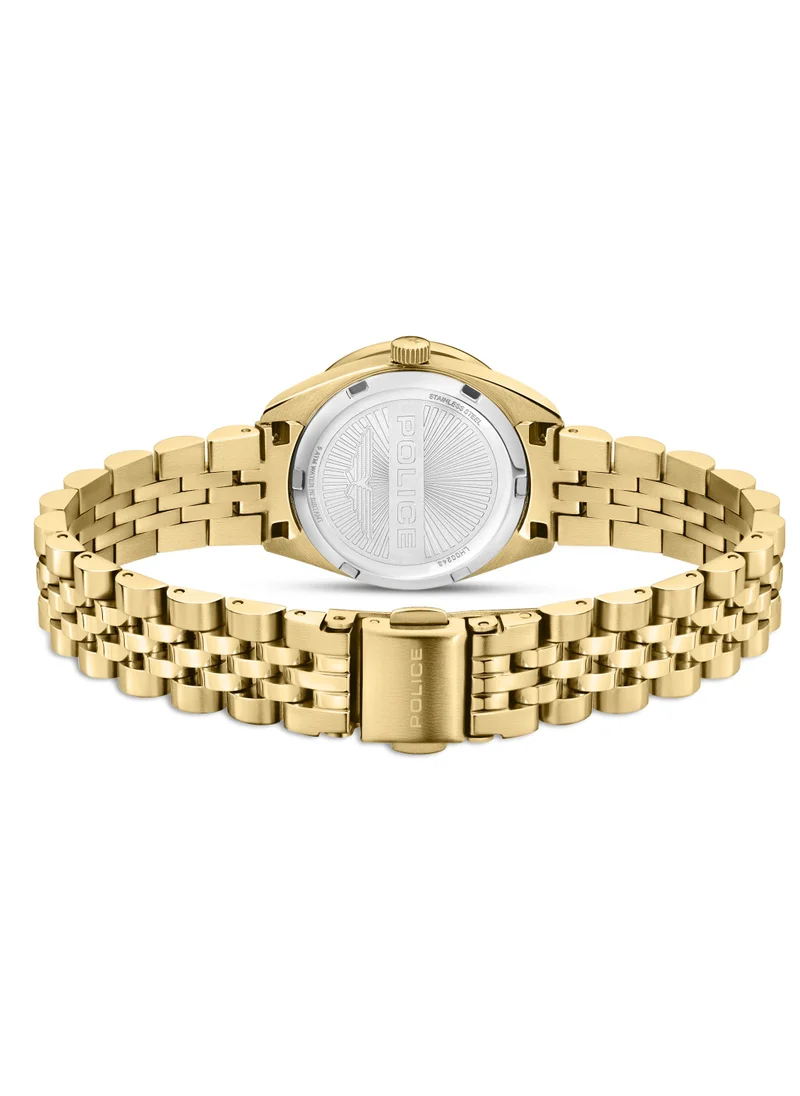 POLICE Devote 28mm Women's Analog Watch with Yellow Gold Plated Stainless Steel Bracelet