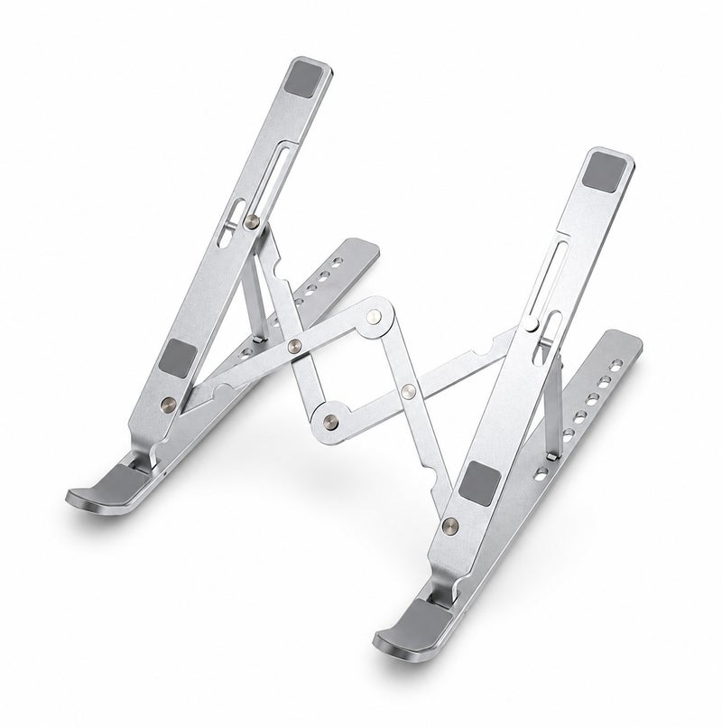 O2. Adjustable Aluminum Laptop Stand – Foldable Double Support Computer Stand with Ergonomic Height Adjustment, Portable Laptop Holder for Desk, Office, Study, Travel and Home Workspace - Image 2
