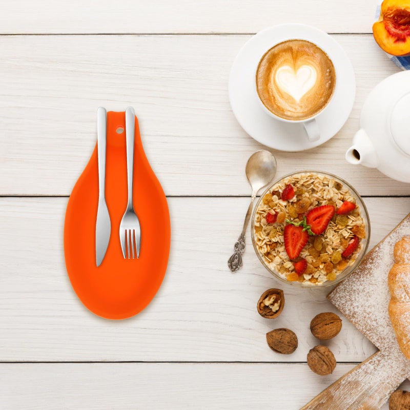 Silicone Spoon Rest Holder Set Of 2 Heat Resistant Kitchen Utensil Mat - Image 5