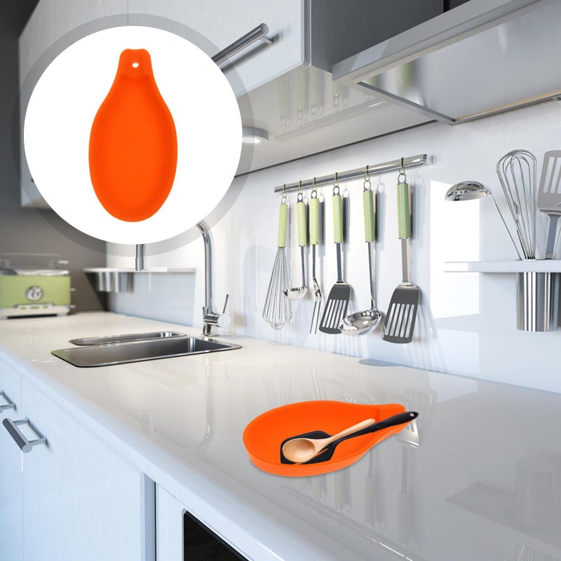 Silicone Spoon Rest Holder Set Of 2 Heat Resistant Kitchen Utensil Mat - Image 4