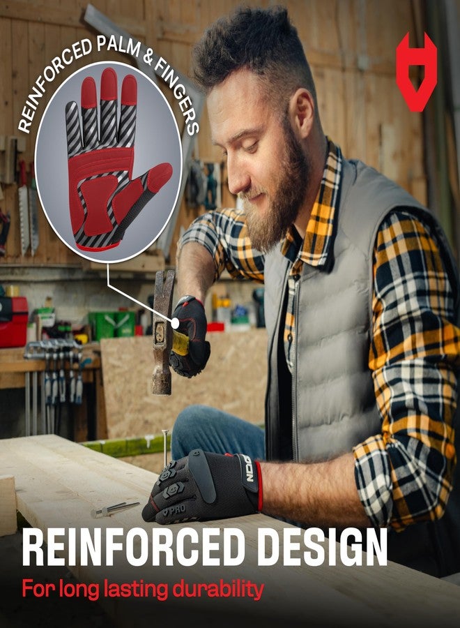 نو كراي قفازات عمل NoCry شديدة التحمل للرجال بمفاصل من مادة PVC ناعمة - قفازات عمل ذات قبضة محكمة مع أصابع معززة، ومناطق معززة بين الإبهام وراحة يد مبطنة - قفازات عمل مخيطة بخياطة مزدوجة مع أطراف مانعة للانزلاق ومناسبة لشاشات اللمس - Image 5