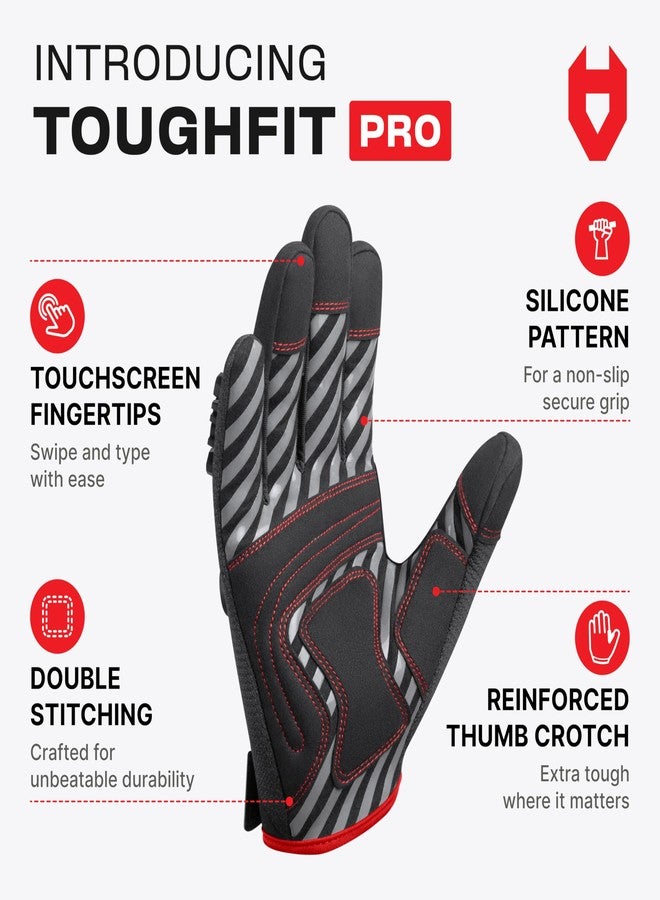 نو كراي قفازات عمل NoCry شديدة التحمل للرجال بمفاصل من مادة PVC ناعمة - قفازات عمل ذات قبضة محكمة مع أصابع معززة، ومناطق معززة بين الإبهام وراحة يد مبطنة - قفازات عمل مخيطة بخياطة مزدوجة مع أطراف مانعة للانزلاق ومناسبة لشاشات اللمس - Image 2