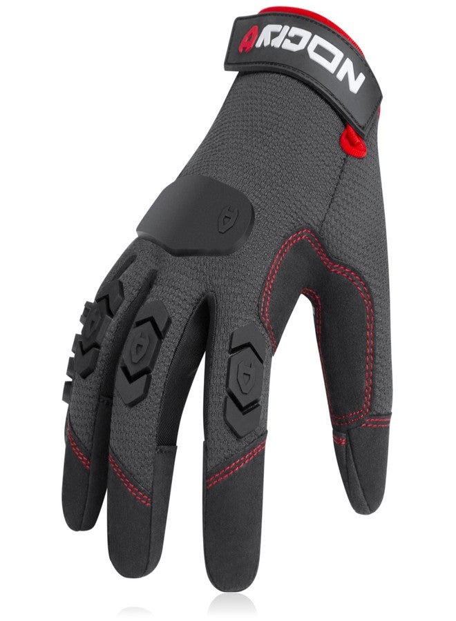 نو كراي قفازات عمل NoCry شديدة التحمل للرجال بمفاصل من مادة PVC ناعمة - قفازات عمل ذات قبضة محكمة مع أصابع معززة، ومناطق معززة بين الإبهام وراحة يد مبطنة - قفازات عمل مخيطة بخياطة مزدوجة مع أطراف مانعة للانزلاق ومناسبة لشاشات اللمس - Image 1