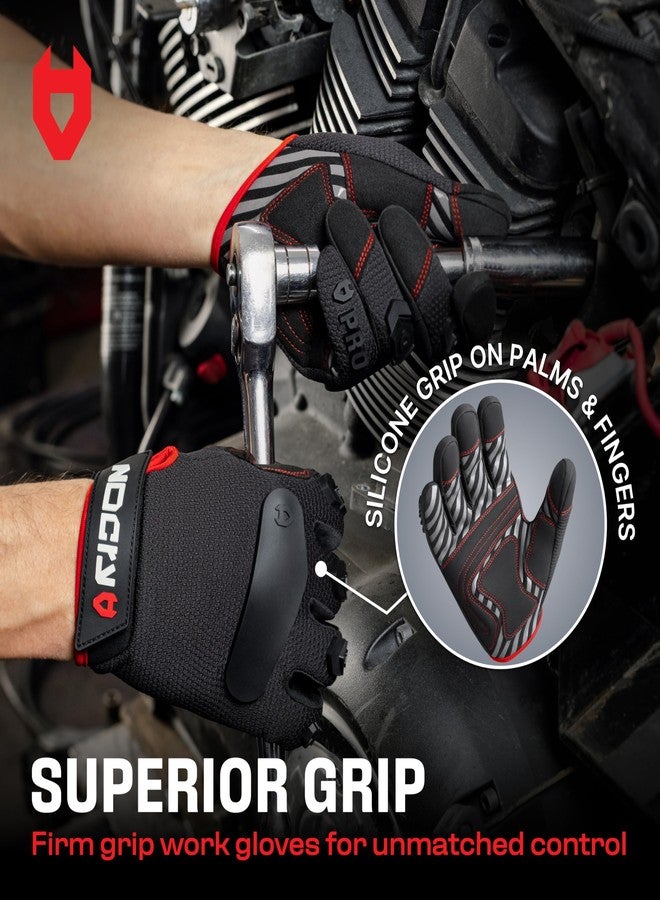 نو كراي قفازات عمل NoCry شديدة التحمل للرجال بمفاصل من مادة PVC ناعمة - قفازات عمل ذات قبضة محكمة مع أصابع معززة، ومناطق معززة بين الإبهام وراحة يد مبطنة - قفازات عمل مخيطة بخياطة مزدوجة مع أطراف مانعة للانزلاق ومناسبة لشاشات اللمس - Image 4