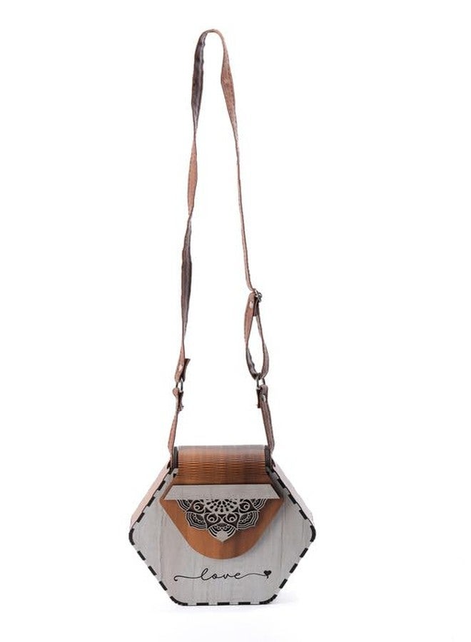 YOPRAM Decorative Lesser Cutting Wooden Purse Ladies Wallet, Latest Handbags for Woman Purse Evening Lady Wedding Party (PU-02) - Image 3