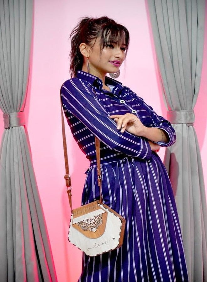 YOPRAM Decorative Lesser Cutting Wooden Purse Ladies Wallet, Latest Handbags for Woman Purse Evening Lady Wedding Party (PU-02) - Image 2