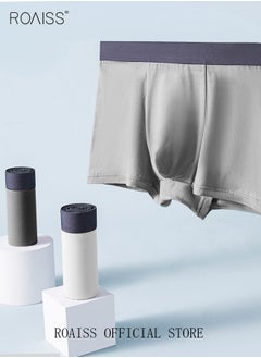 roaiss Set of 3 Men's Boys Cotton Boxer Briefs Breathable Soft Underwear Summer Stretch Large Size Plus Fat Men's Boxer Briefs  - Image 3