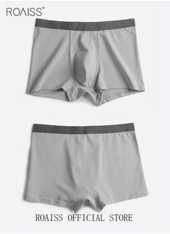 roaiss Set of 3 Men's Boys Cotton Boxer Briefs Breathable Soft Underwear Summer Stretch Large Size Plus Fat Men's Boxer Briefs  - Image 4