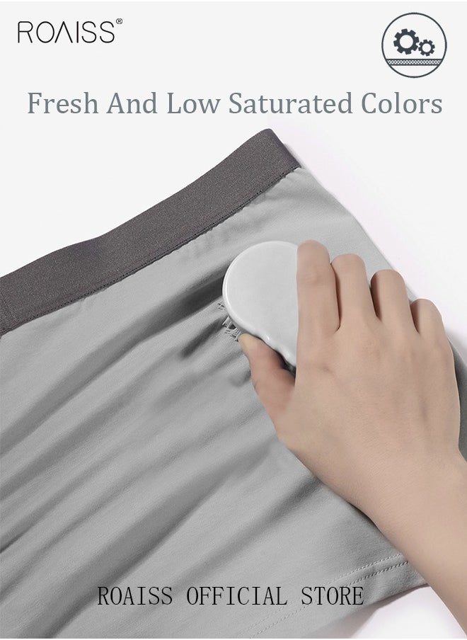 roaiss - Set of 3 Men's Boys Cotton Boxer Briefs Breathable Soft Underwear Summer Stretch Large Size Plus Fat Men's Boxer Briefs - Image 1