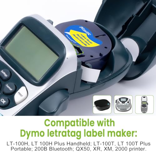 Label KINGDOM 5-Pack Compatible with DYMO LetraTag Mix Color Tape, White/Red/Yellow/Blue/Green Label Maker Refills for LT-100H Handheld Printer, 1/2” x 13’ - Image 2