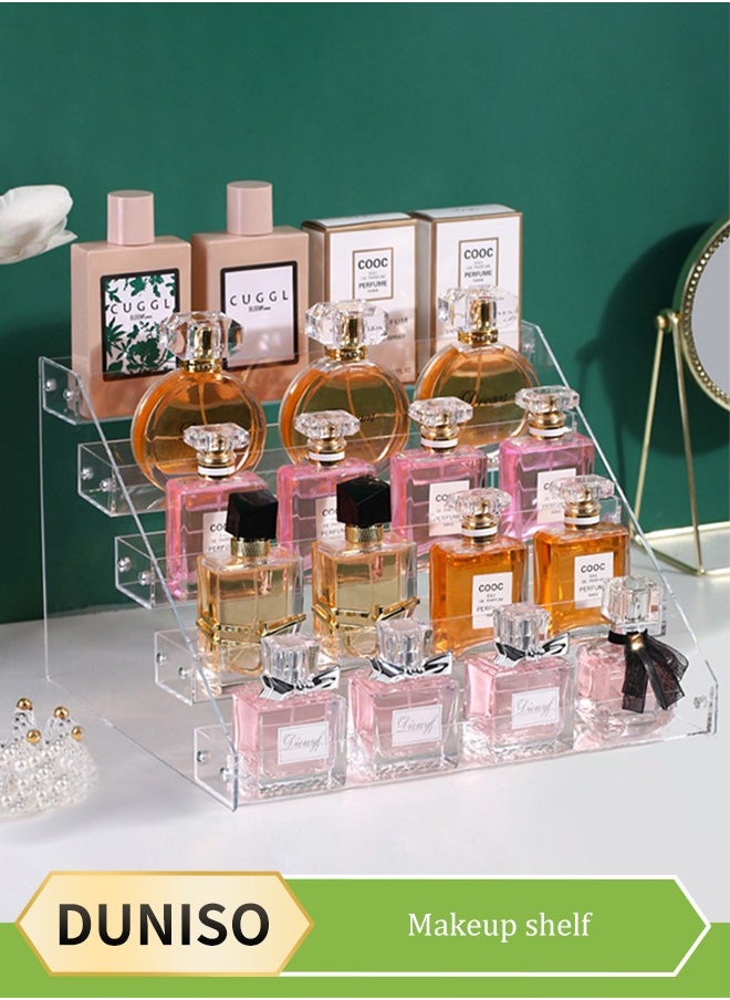 DUNISO Perfume Organizer Stand, 5 layer transparent acrylic display rack, cosmetics storage rack, multi functional desk storage device, used to store perfume, toiletries and skin care products  - Image 1