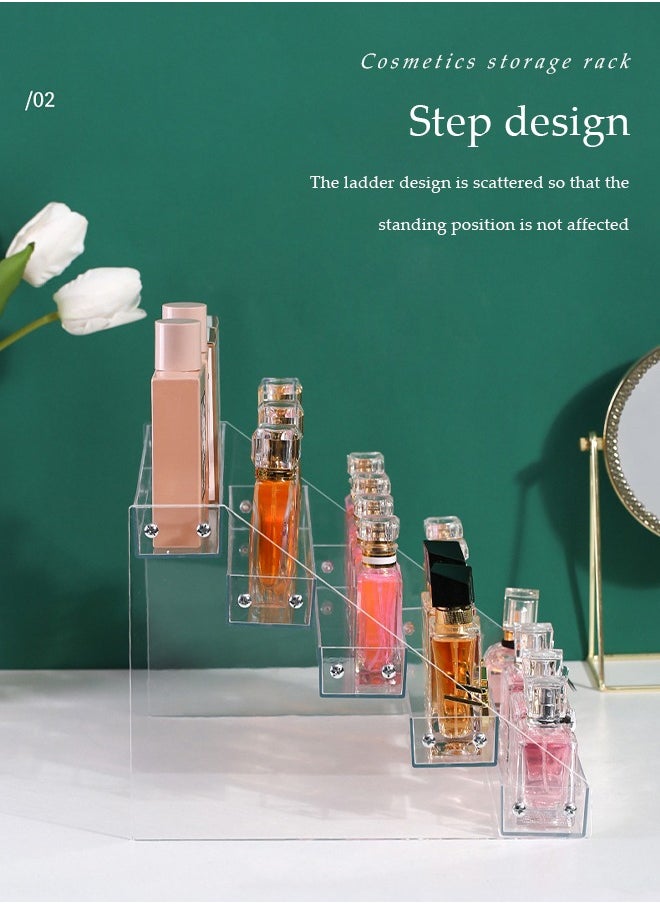 DUNISO Perfume Organizer Stand, 5 layer transparent acrylic display rack, cosmetics storage rack, multi functional desk storage device, used to store perfume, toiletries and skin care products  - Image 5