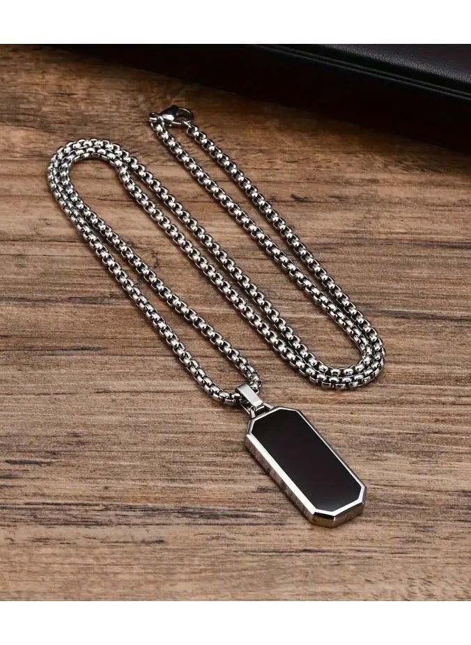 1pc Stainless Steel Necklace, Men's Simple Black Drip Oil Stainless Steel Pendant, Men's Personality Gift - pzsku/ZEA12354250C579BD7161Z/45/_/1730452836/409fa5bb-e3dc-4d34-8166-4d18d9dea506