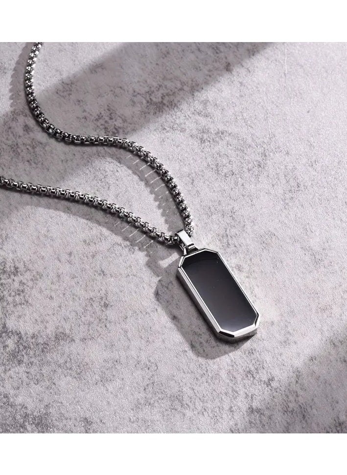 1pc Stainless Steel Necklace, Men's Simple Black Drip Oil Stainless Steel Pendant, Men's Personality Gift - pzsku/ZEA12354250C579BD7161Z/45/_/1730452846/d9653433-5cae-4cf1-9339-ee2d78891acb