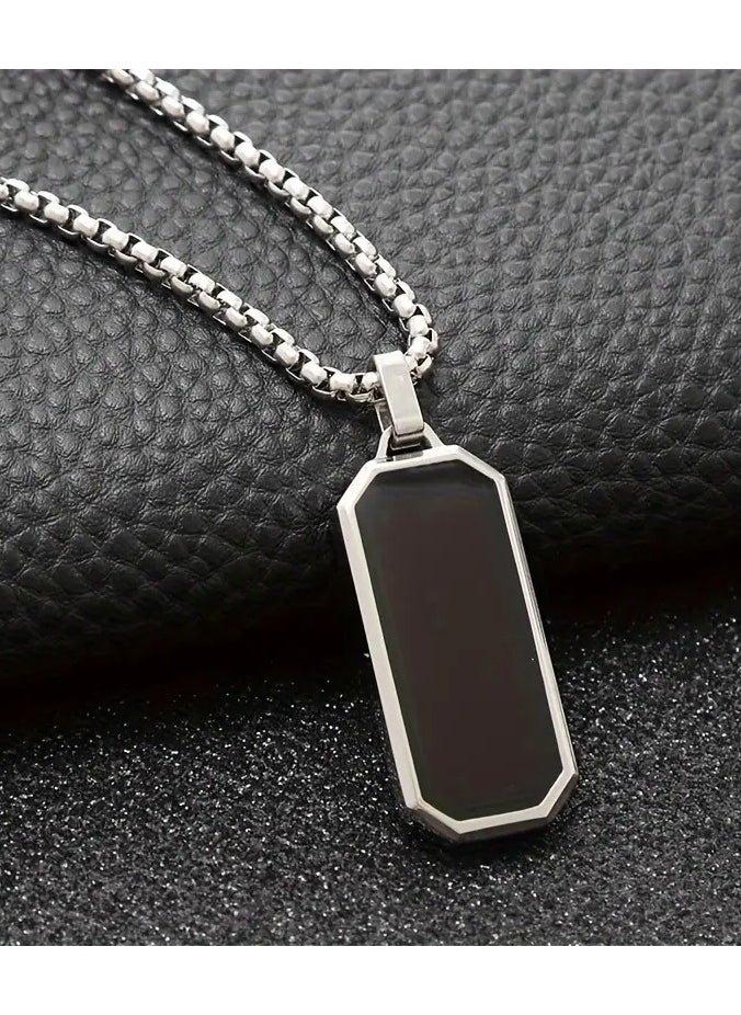 1pc Stainless Steel Necklace, Men's Simple Black Drip Oil Stainless Steel Pendant, Men's Personality Gift - pzsku/ZEA12354250C579BD7161Z/45/_/1730452857/89f82dc5-c7c6-4ea1-a91d-b75f2b897038