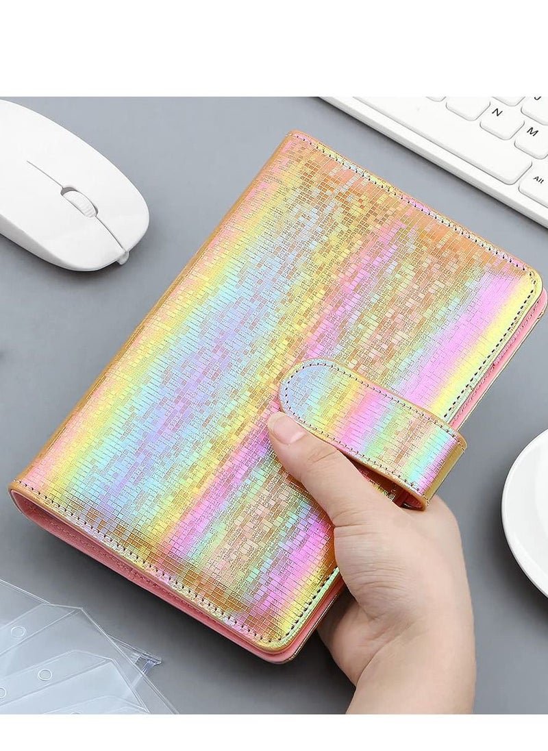 SYOSI A6 Cash Envelopes Budget Binder,6 Ring Leather Notebook Binder Cover Binder Money Organizer Zippe Pockets,12pcs Expense Budget Sheets, 2pcs Letter Sticker Labels, Saving Cash Envelopes System (Yellow)  - Image 2