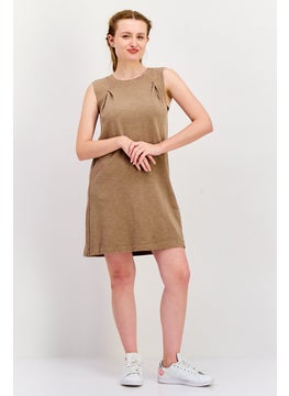 Splendid Women Pleated Sleeveless Mini Dress, Taupe  - Image 2