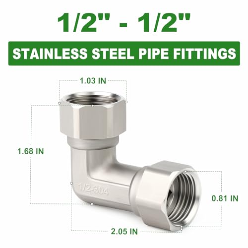 TAISHER 2PCS 304 Stainless Steel 90 Degree Elbow 2 Ends Flexible Movable Connector, 1/2" Female for Sprayer, Angled Valve, Shower Arm - Image 3