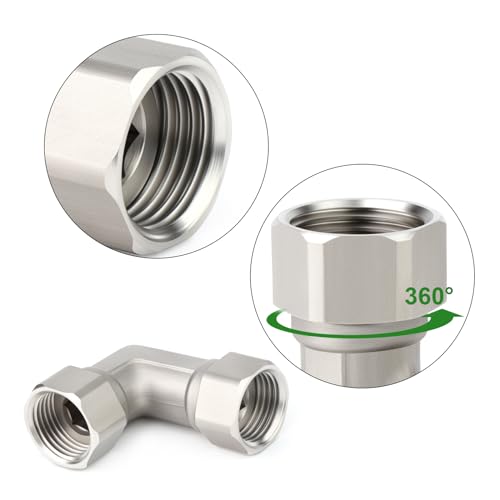 TAISHER 2PCS 304 Stainless Steel 90 Degree Elbow 2 Ends Flexible Movable Connector, 1/2" Female for Sprayer, Angled Valve, Shower Arm - Image 4