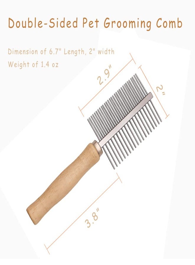 koofull Dog Cat Pet Comb Double-Sided Grooming Brush Metal Comb for Loosening up Removing Mats Debris Tangles and Knots Wooden Handle Stainless Steel Tooth Perfect for Honghair Pets - Image 4