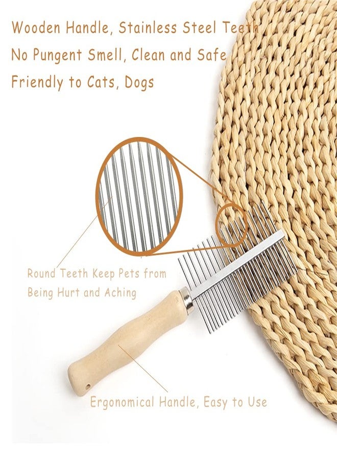 koofull Dog Cat Pet Comb Double-Sided Grooming Brush Metal Comb for Loosening up Removing Mats Debris Tangles and Knots Wooden Handle Stainless Steel Tooth Perfect for Honghair Pets - Image 3
