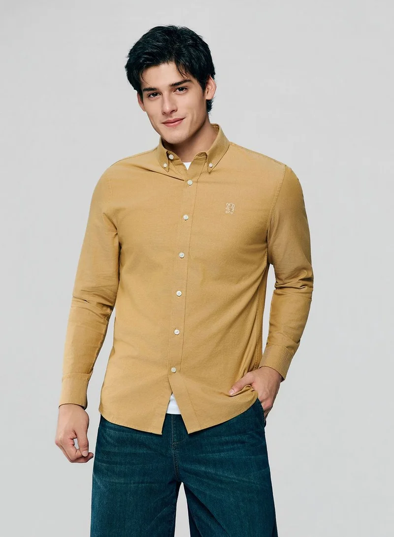 Men’s Cotton Slim Oxford Shirt with Embroidery