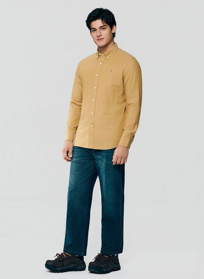 GIORDANO Men’s Cotton Slim Oxford Shirt with Embroidery - Image 2