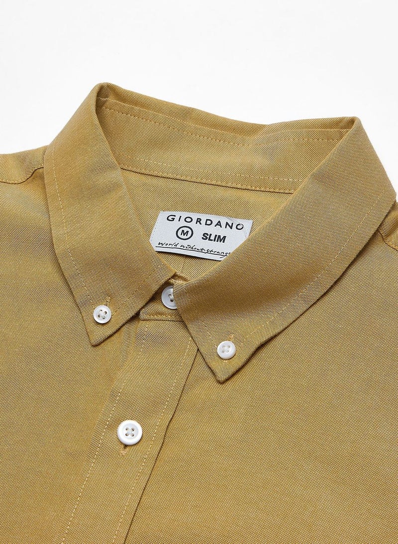 GIORDANO Men’s Cotton Slim Oxford Shirt with Embroidery - Image 5